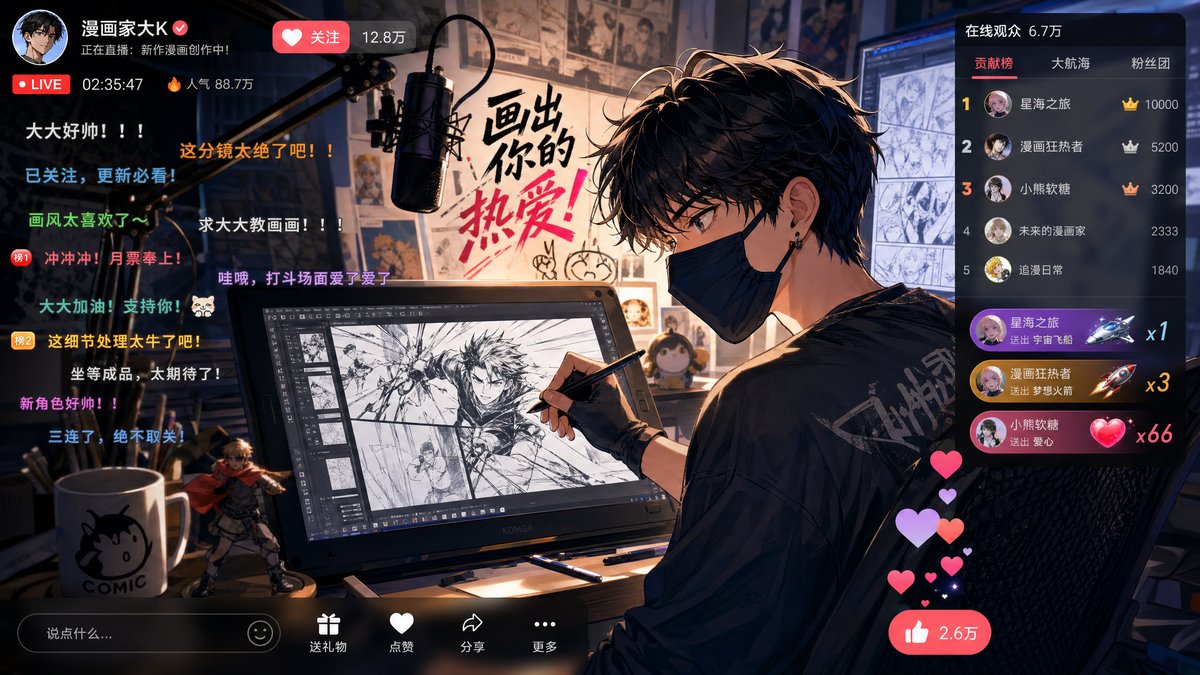 51国内原创在线漫画 - 漫画家直播创作全过程视频回放
